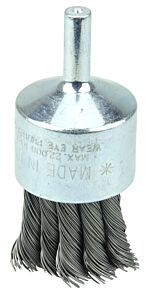 Weiler 36288 Vortec Pro Stem Mtd Knot Wire End Brushes, Carbon Steel, 1 In Dia, .014 Wire
