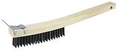 Weiler 44058 Curved Handle Scratch Brushes, 14", 4X18 Rows, Steel Wire, Wood Handle, Scraper