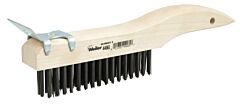 Weiler 44065 Shoe Handle Scratch Brush, 10 In, 4 X 16 Rows, Steel Wire Bristle, Wood Handle