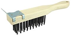 Weiler 44069 Heavy-Duty Scratch Brushes W/ Scraper, 11.5", 4X11 Rows,Steel Wire, Curved Wood