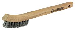 Weiler 44251 Small Hand Scratch Brush, 2 X 9 Rows, Crimped Aluminum Wire Bristle, Curved Wood Handle