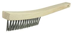 Weiler 44432 V-Groove Hand Wire Scratch Brush, 13.7 In L, 3 X 14, Stainless Steel, Curved, Hardwood
