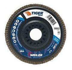Weiler 50003 Trimmable Tiger Flap Discs, 4 1/2 In, 60 Grit, 7/8 In Arbor, 13,000 Rpm