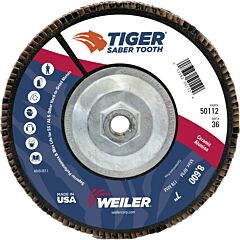 Weiler 50112 Saber Tooth™ Ceramic Flap Discs, 7 In, 36 Grit, 5/8 Arbor, 12,000 Rpm