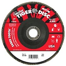 Weiler 50138 7" Saber Tooth High Density Ceramic Abrasive, 80C, 7/8" Arbor Hole