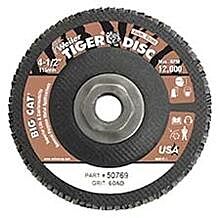 Weiler 50769 Tiger® Big Cat® High Density Flap Disc, 4-1/2 In Dia, 60 Grit, 5/8 In To 11 In Arbor, 12000 Rpm