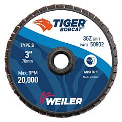 Weiler 50902 Big Cat® High Density Angled Style Flap Discs, 3 In, 36 Grit, 20,000 Rpm