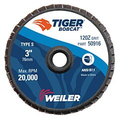 Weiler 50916 Bobcat Flat Style Flap Discs, 3 In, 120 Grit, 20,000 Rpm