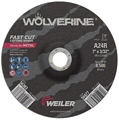 Weiler 56383 Wolverine® Thin Cutting Wheel, 7 In Dia, 3/32 Thick, 7/8 Arbor, 24 Grit