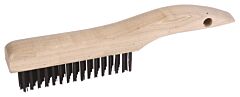 Weiler 73217 Shoe Handle Scratch Brushes, 11 In, 4 X 16 Rows, Steel Wire, Wood Handle
