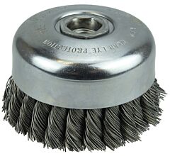 Weiler 94012 Wire Cup Brush With Internal Nut, 4 In Dia., 5/8-11 Unc Arbor, .023 Steel Knot