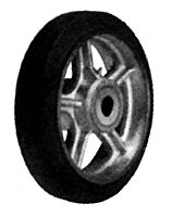 Wesco H Cast Iron Center Moldon Rubber Wheel, 8" Moldon Rubber Wheels, 600 Lb. Capacity
