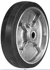 Wesco H-1R Aluminum Center Moldon Rubber Wheels, 8" Moldon Rubber Wheels, 600 Lb. Capacity