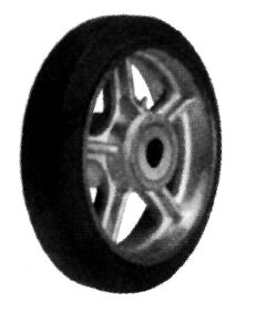 Wesco 053724 Cast Iron Center Moldon Rubber Wheel, 500 Lb. Capacity