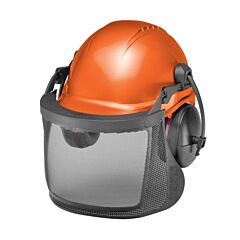 Elvex Cu-25 6-Pt Pinlock Adjustable Suspension Non-Vented Cap, Visor Bracket, Nylon Mesh Visor, Orange Cap/Black Muff, Nrr 25