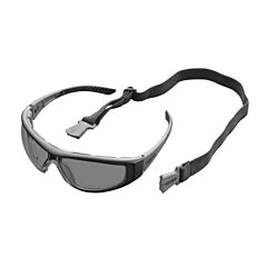 Elvex Gg-45G-Af Eva Flame Retardant Foam Lined Spectacle, Replaceable Grey Af/Pc Lens, W/Temples & Flame Retardant Elastic Fabric Strap System, Black/Grey Frame