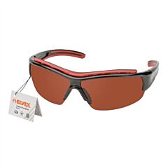 Elvex Rsg301 Glossy Black Frame With Red Brow And Temple Tips, Blue Blocker Hc Lens, W/Upc Hang Tag