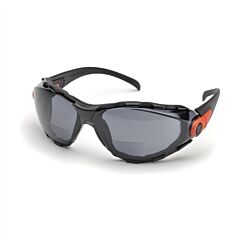 Elvex Rx-Gg-40G-Af-2.5 Bifocal Safety Glasses, Eva Foam Lined Spectacle, Grey Af/Hc Lens, Black Frame/Orange Accent, +2.5
