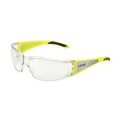 Elvex Sg-53C Safety Glasses, Clear Hc/Pc Lens, Hi Viz Yellow Temples W/Silver Reflective Panel