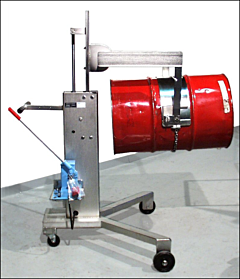 Morse 82A-Ss-124 Mobile-Karrier/Palletizer, 55-Gallon Drum, Air Power Lift, Manual Tilt, 600 Lb. Capacity, Frame Type 304 Stainless Steel, Welds Not Ground Or Polished