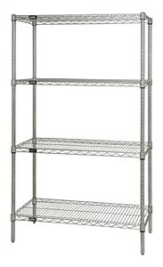 Quantum Wr63-2460S Wire Shelving Unit, 60" W X 24" D X 63" H, 5 Shelves, 304 Stainless Steel, Nsf