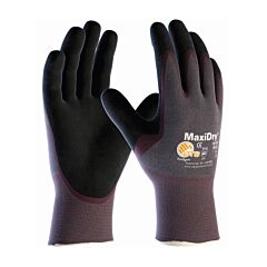 Maxidry® 56-424/S Ultra Lightweight Nitrile Gloves With Seamless Knit Nylon Liner And Non-Slip Microfoam Grip On Palm & Fingers, Palm Coated, Purple, Size Small