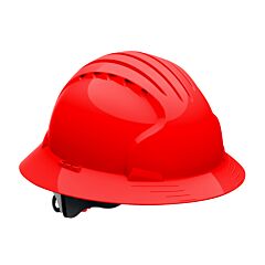 Pip 280-Ev6161-60 Evolution Deluxe 6161 Full Brim Hard Hat With Hdpe Shell, 6-Point Polyester Suspension And Wheel Ratchet Adjustment, Red