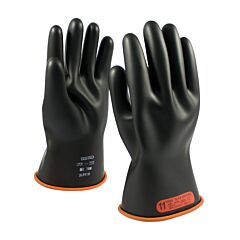Novax 155-0-11/8 Class 0 Rubber Insulating Glove With Straight Cuff, 11" Length, Black, Size 8