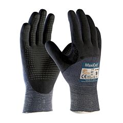 Maxicut® Ultra Dt™ 44-3455/S Seamless Knit Engineered Yarn Gloves, Nitrile Coated Microfoam Grip On Palm, Fingers & Knuckles, Micro Dot Palm, Blue, Size Small