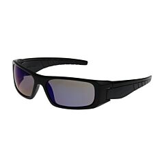 Pip 250-53-0006 Squadron Full Frame Safety Glasses With Black Frame, Blue Mirror Plus Lens And Anti-Scratch / Anti-Reflective Coating