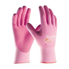Maxiflex® Active 34-8264/S Seamless Knit Nylon Gloves With Ultra Lightweight Nitrile Coated Microfoam Grip On Palm & Fingers, Touchscreen, Pink, Size Small