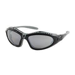 Pip 250-50-0425 Fuselage Full Frame Safety Glasses With Black Frame, Foam Padding, Silver Mirror Lens And Anti-Scratch / Anti-Fog Coating