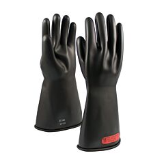 Novax 150-0-14/10 Class 0 Rubber Insulating Glove With Straight Cuff, 14" Length, Black, Size 10