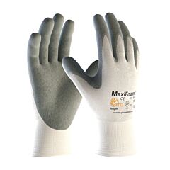 Maxifoam® Premium 34-800/L Seamless Knit Nylon Gloves, Nitrile Coated Microfoam Grip On Palm & Fingers, White, Size Large
