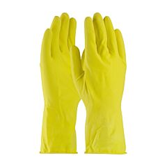 Assurance® 48-L140Y/S Unsupported Latex Gloves, Flock Lined With Honeycomb Grip, 14 Mil, Yellow, Size Small
