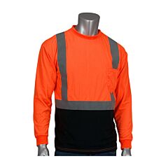 Pip 312-1350B-Or/5X Pip Ansi Type R Class 2 Long Sleeve T-Shirt With 50+ Upf Sun Protection And Black Bottom Front, Hi-Viz Orange, Size 5X-Large