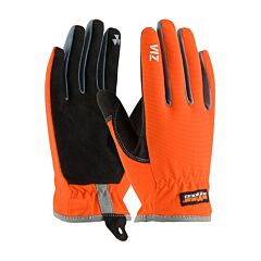 Pip 120-4600/M Viz, Hv Orange Back, Black Synthetic Leather Palm, Slipon Cuff, 1/Pair