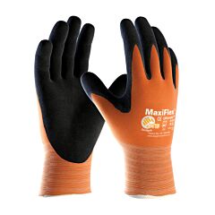 Maxiflex® Ultimate™ 34-8014/L Hi-Vis Seamless Knit Nylon Gloves, Nitrile Coated Microfoam Grip On Palm & Fingers, Touchscreen, Hi-Vis Orange, Size Large