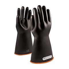 Novax 155-1-14/10 Class 1 Rubber Insulating Glove With Straight Cuff, 14" Length, Black, Size 10