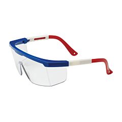 Pip 250-24-0300 Hi-Voltage Arc Semi-Rimless Safety Glasses With Red / White / Blue Frame, Clear Lens And Anti-Scratch Coating
