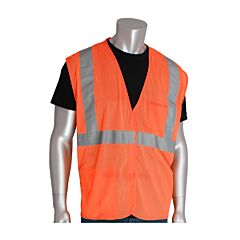 Pip 302-0702-Or/2X Ansi Type R Class 2 Two Pocket Value Mesh Vest, Hi-Viz Orange, Size 2X-Large, 1/Each