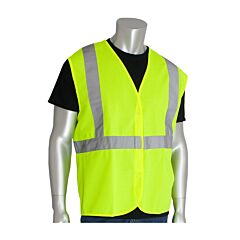 Pip 302-Wcengly-5X Ansi Type R Class 2 Value Vest, Solid, Hook & Loop, Hi-Vis Yellow, Size 5X-Large, 1 Each