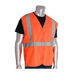 Pip 302-Wcengor-M Ansi Type R Class 2 Value Vest, Solid, Hook & Loop, Hi-Vis Orange, Size Medium, 1 Each