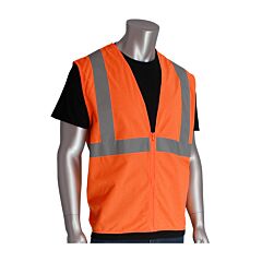 Pip 302-Wcengzor-4Xansi Type R Class 2 Value Vest, Solid, Zipper, Hi-Vis Orange, Size 4X-Large, 1 Each