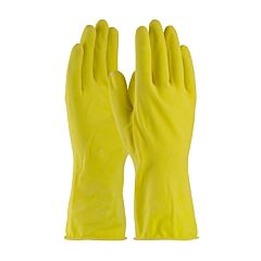 Assurance® 48-L160Y/S Unsupported Latex Gloves, Flock Lined With Raised Diamond Grip, 16 Mil, Yellow, Size Small