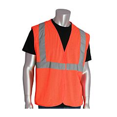 Pip 302-Mvgor-4X Ansi Type R Class 2 Value Mesh Vest, Hi-Vis Orange, Size 4X-Large, 1 Each