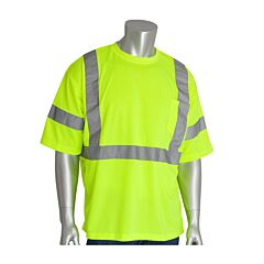 Pip 313-1400-Ly/L Pip Ansi Class And Can/Csa Z96 X-Back Short Sleeve T-Shirt, Hi-Viz Yellow, Size Large