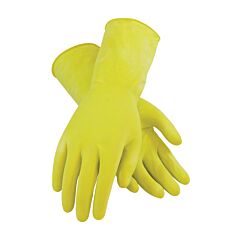 Assurance® 48-L162Y/M Unsupported Latex Gloves, Flock Lined With Raised Diamond Grip, 16 Mil, Yellow, Size Medium