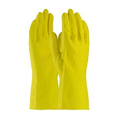 Assurance® 48-L212Y/Xs Unsupported Latex Gloves, Industrial Flock Lined With Raised Diamond Grip, 21 Mil, Yellow, Size X-Small