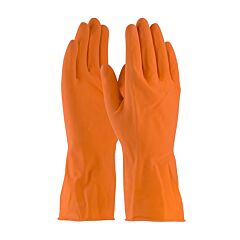 Assurance® 48-L185T/L Unsupported Latex Gloves, Flock Lined With Honeycomb Grip, 18 Mil, Orange, Size Large